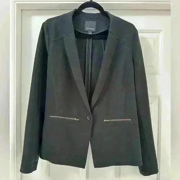 Trouvé Stylish Black Lined Blazer/Jacket Zipper‎ Detail Size Large - Picture 1 of 9